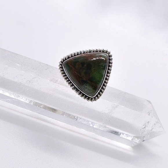 STERLING Silver National Turkish Rainforest Chrysocolla Ring - Picture 6 of 6